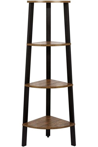 VASAGLE Bibliotecă de colț, 4 rafturi, Maro rustic/negru, 34 × 34 × 125 cm