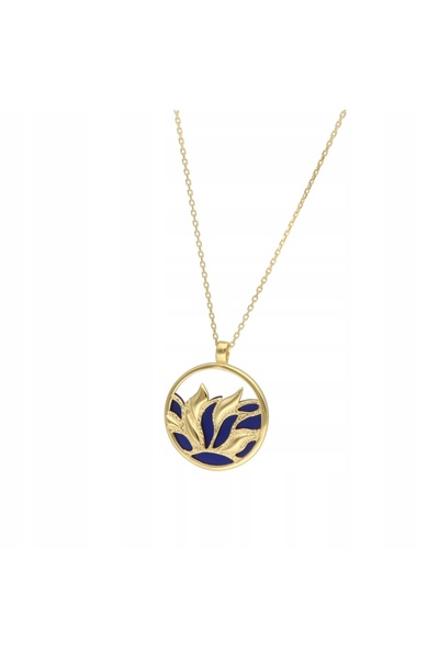 NO BRAND Colier floare de lotus din titan placat cu aur și argint