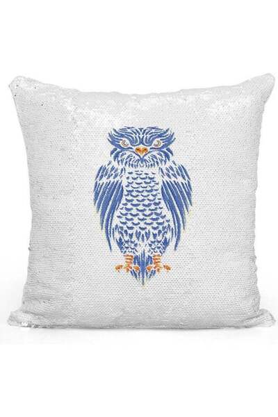 Generic Minimal Owl Design Sequin Pillow Multicolour