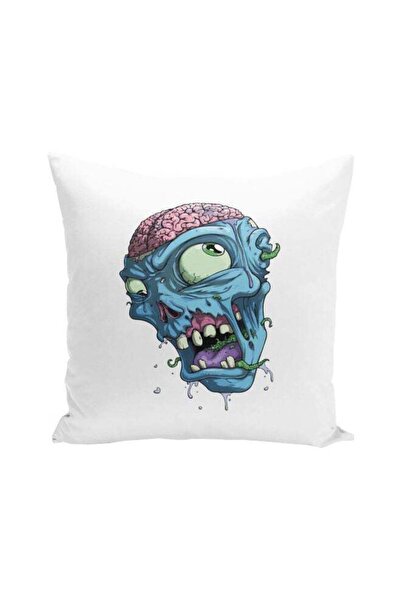 Generic Zombie Brain Cool Colors Zombie Printed Throw Pillow White/Blue/Pink ...