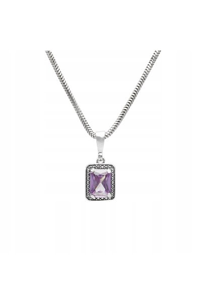 NO BRAND Vizor dreptunghiular cu zirconiu violet argintiu