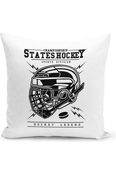Generic State Hockey Design Decorative Pillow White/Black