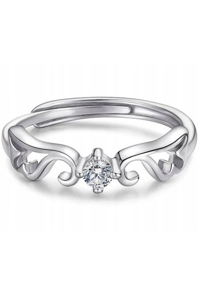 NO BRAND Inel elegant de argint reglabil cu zirconiu pentru femei, modern