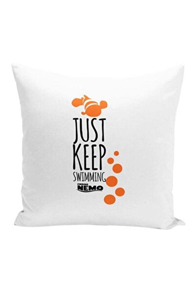 Generic Finding Nemo Quote Printed Throw Pillow White/Black/Orange 16x16inch