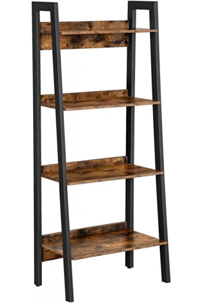 VASAGLE Etajeră tip scară model Viviana, Maro rustic/Negru, 56x34x137.5 cm