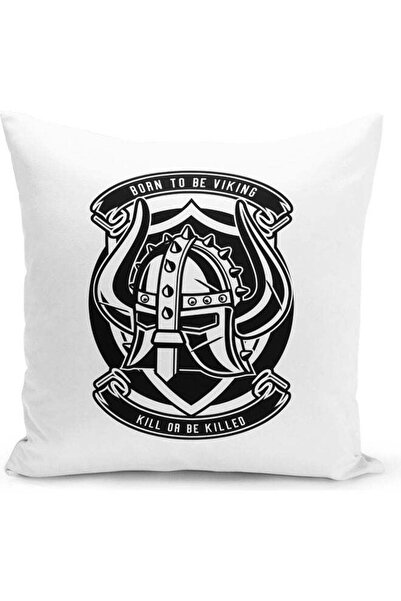 Generic Viking Printed Decorative Pillow White/Black