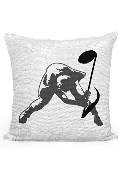 Generic Musical Notes Sequin Decorative Throw Pillow White/Silver/Black 40x40cm