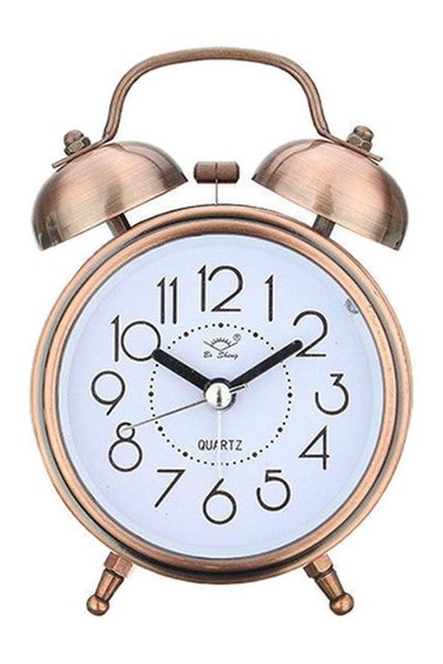 Generic Double Bells Bedside Alarm Clock Gold/White/Black 8x4.5x12cm