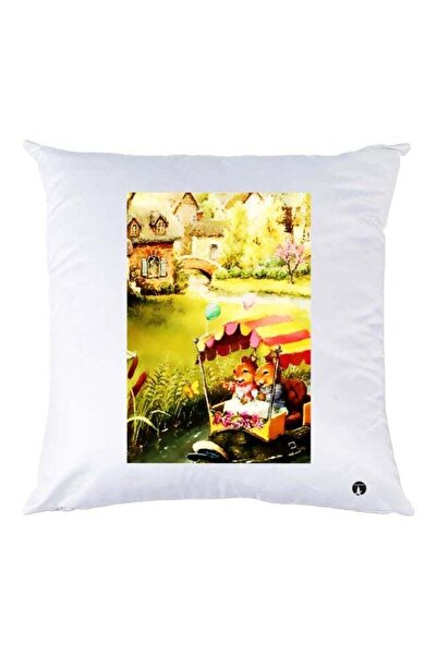 Generic Rabbit Printed Throw Pillow White/Green/Yellow 30x30cm