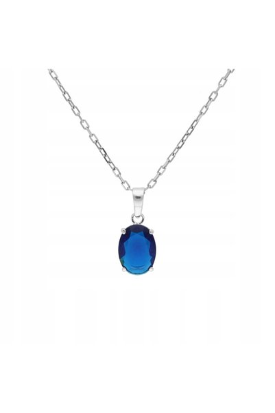 NO BRAND Wisior cu zirconiu safir oval din argint