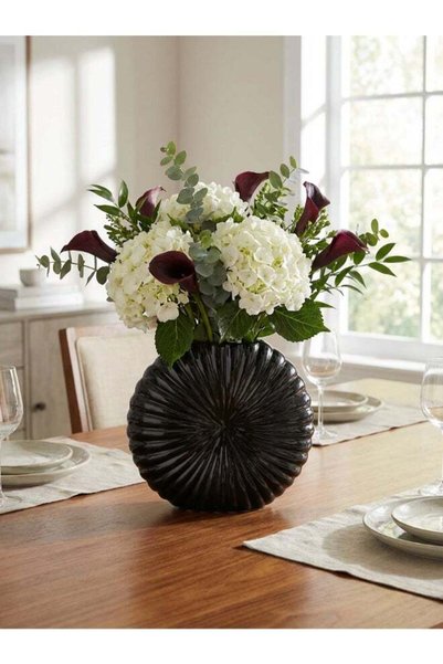 Generic Ceramic Vase for Floral Decorative arrangement, Ht-23.5 cm | Shiny Bl...