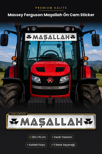 Cool Effect Massey Ferguson Logolu Maşallah Traktör Ön Cam Sticker 120x15 cm