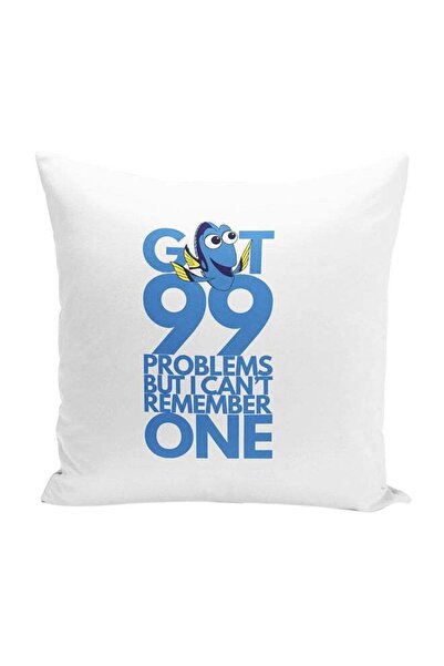 Generic Dory Quote Finding Nemo Decorative Throw Pillow White/Blue 16 x 16inch