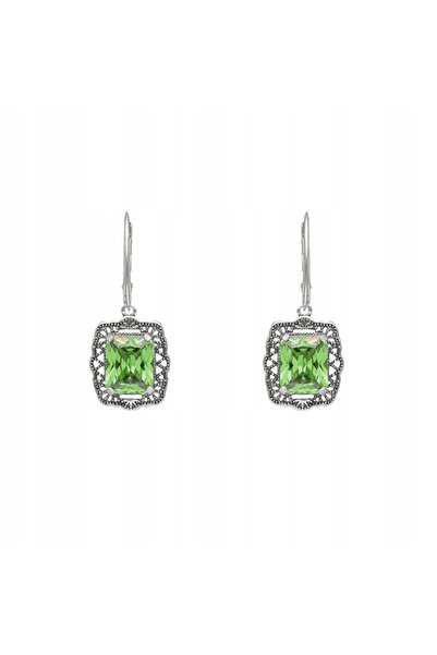 NO BRAND Cercei cu zirconiu cubic verde deschis, din argint