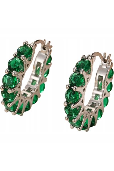 NO BRAND Cercei de argint cu pietre de zirconiu verde, eleganță strălucitoare...