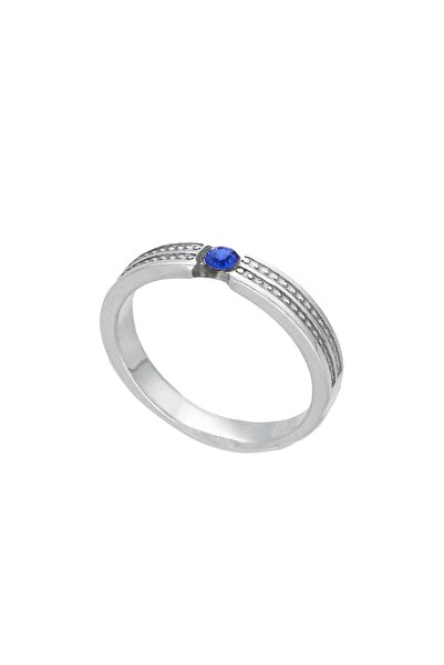 NO BRAND Inel cu zirconiu și safir, argint oxidat, măr. 19