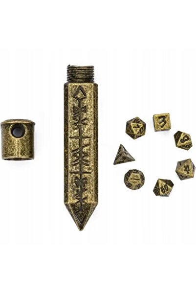 NO BRAND Colier cu pandantiv cu un set de 7 oase metalice mici aurii D4-20 RPG