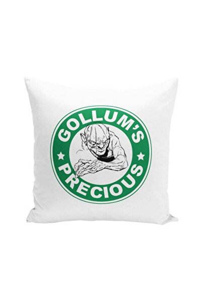 Generic Gollum's Precious Printed Decorative Pillow White/Green/Black 16x16inch