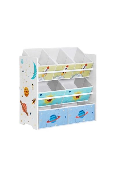 SONGMICS Raft pentru jucării cu 7 cutii textile detașabile, Alb, 62,5 × 29,5 ...