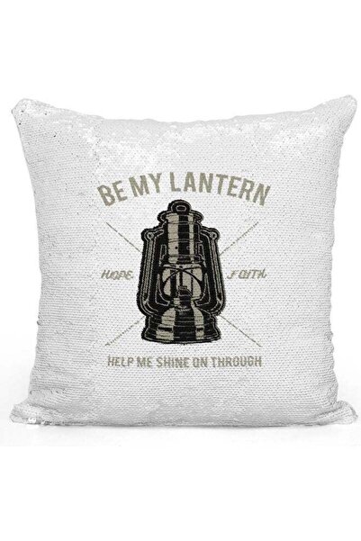 Generic Be My Lantern Themed Sequin Decorative Throw Pillow White/Silver/Beig...