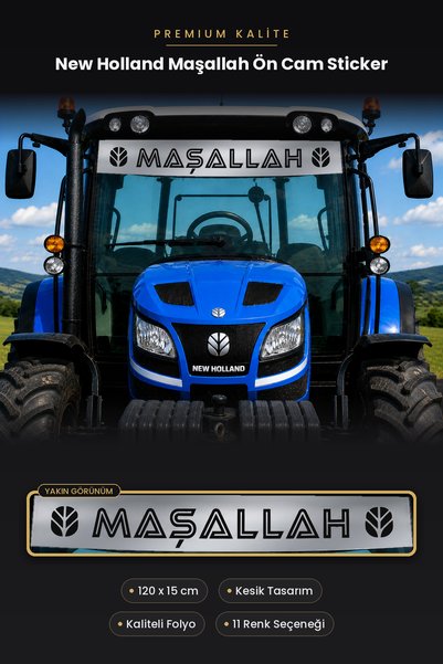 Cool Effect New Holland Logolu Maşallah Traktör Ön Cam Sticker 120x15 cm