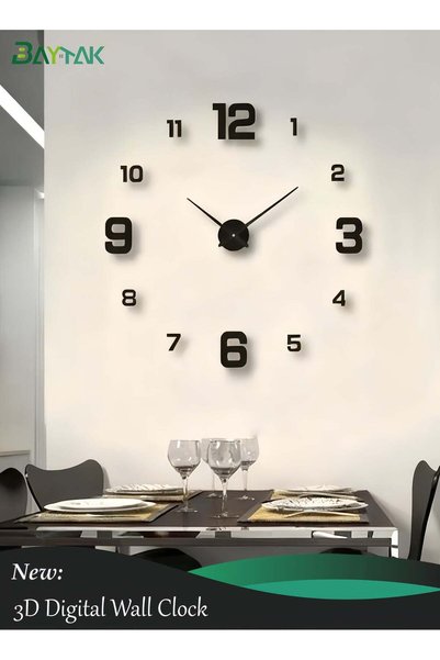 Generic Wall Clock Big, Modern 3D DIY Frameless Wall Clocks, Digital Number S...