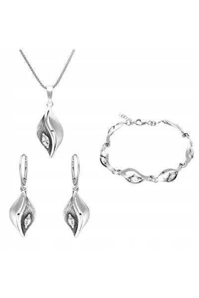 NO BRAND Set de frunze din argint 925 cu zirconiu cubic |   Cercei |   Pandan...