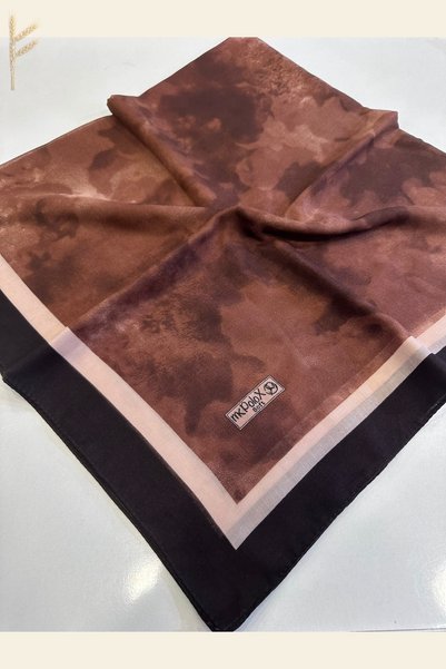 KB Bursa İpek Patterned Cotton Scarf Stitched 100X100Cm
