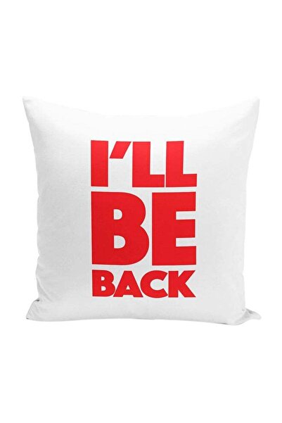 Generic I Will Be Back Terminator Throw Pillow With Stuffing White/Red 16x16inch