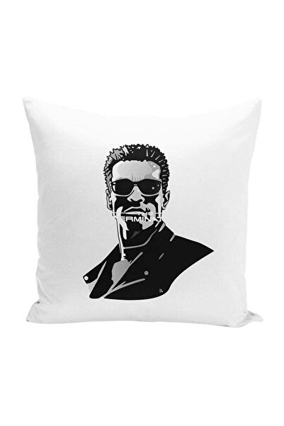 Generic Black Grey Arnold Face Throw Pillow With Stuffing White 16x16inch