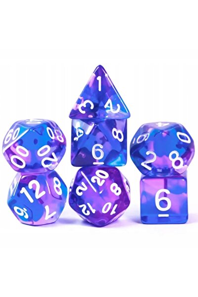 NO BRAND Set de 7 zaruri, imprimeu violet, albastru, alb, D4-20 K20 RPG D&D B...