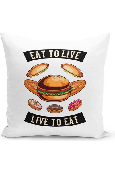 Generic Eat To Live Quote Decorative Pillow Multicolour
