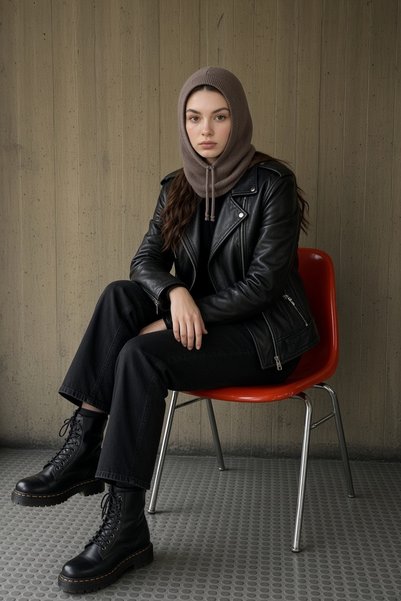 pırıltı fashıon and stone tekstil, hazır giyim Streetwear Black Soft Textured Knitwear Hooded Balaklava Winter Accessory