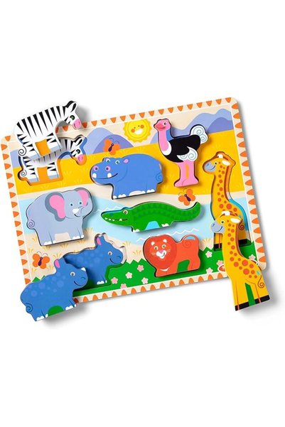 Melissa & Doug لغز خشبي سفاري كبير الحجم - 8 قطع - معتمد من FSC