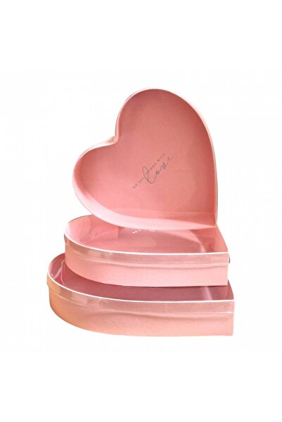 OEM Set of 3 Heart-Shaped Boxes with Transparent Lid "Do all things with love...