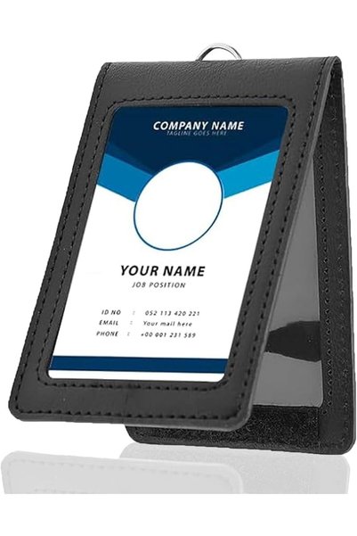 GENERAL brileze Badge Holder Vertical PU Leather ID Card Holder