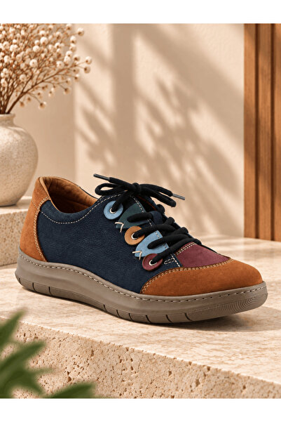 İNZE AYAKKABI Color Blocked Genuine Leather Casual Shoes Model Name: Astarte