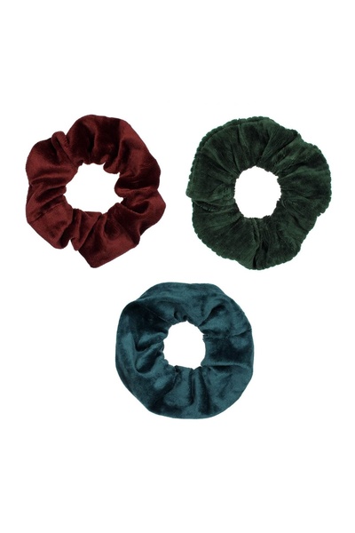 OEM Elastice Păr femei Catifelate Petrol Verde Bordo - 3buc – ții părul strân...