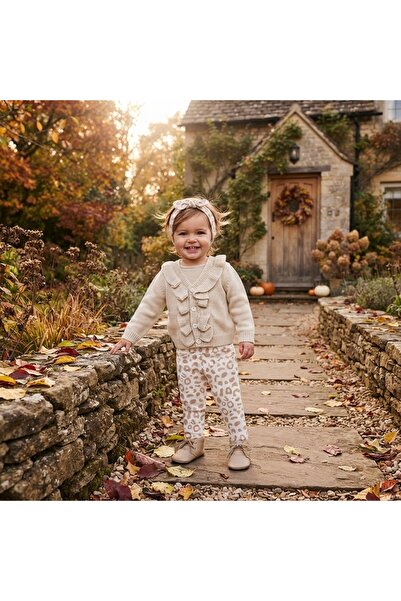 Pure Boutique Compleu bebe cu pulover din lana naturala, colanti animal print...