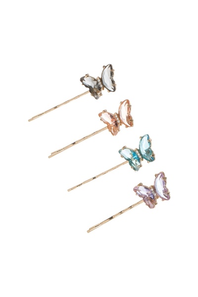 OEM Set Agrafe Păr de Culoare Aurie cu Model Fluturi Strass pentru femei 5.5c...