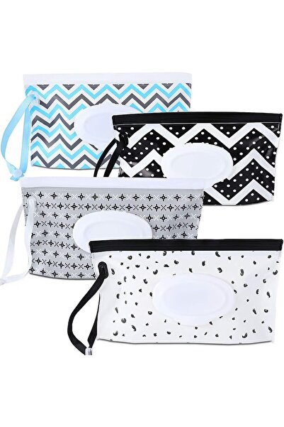 FEBSNOW 4 Pack Baby Wipe Dispenser, Portable Refillable Wipe Holder, Baby Wip...