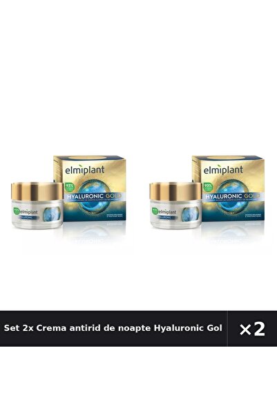 ELMIPLANT Set 2x Cremă antirid de noapte Hyaluronic Gold, 50 ml