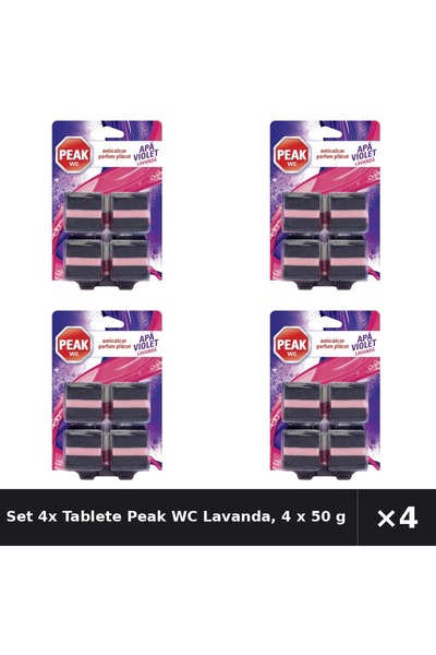 Peak WC Set 4x Tablete cu Lavandă, 4 x 50 g