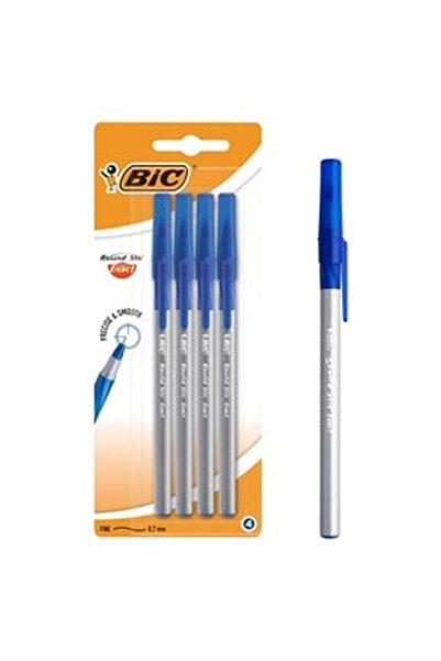 OEM Set Pixuri Albastru BIC Round Stick Grip 0.7mm - 4buc