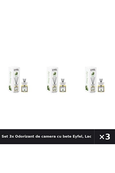 Eyfel Set 3x Odorizant de camera cu bete Eyfel, Lacramioare, 120 ml