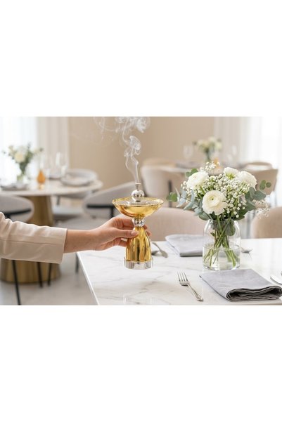 Generic مبخرة ديكورية ذهبي لامع / فضي 30 سم بتصميم فاخر وأنيق للاستخدام المنز...