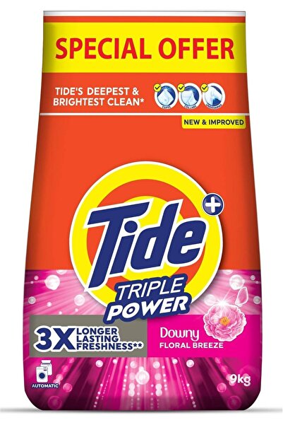 Tide Triple Power Floral Breeze, 9 KG Laundry Detergent Powder