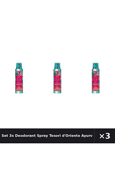 Tesori d'Oriente Set 3x Deodorant Spray Ayurveda, 150 ml