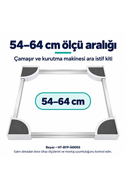 iFilter Üniversal / Çamaşır ve Kurutma Makinesi Üst Üste Sabitleme Aparatı / İstif Kiti / Ara Aparat Beyaz Füme Kutulu Ürün
