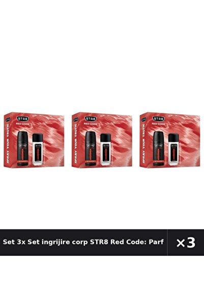 str8 Set 3x Set de îngrijire corporală Red Code: Parfum pentru corp, 85ml + D...